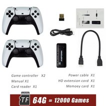 휴대용 레트로 오락실 게임기 DATA FROG-2.4G HD 무선 TV 게임 컨트롤러 PSPGBA 내장 12000 + 클래식 스틱 4K 비디오 콘솔, 01 12000 Games with 2P