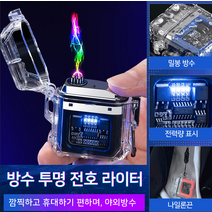 1개 /1+1개 usb 방수라이터 쌍전호 라이터 휴대용 방풍 라이터, 야외방수 C타입 중전 쌍전호 라이터, 레드*1