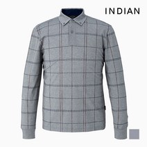 [INDIAN] 면혼방 얇은띠 체크 카라 티셔츠_MIUALXS1271