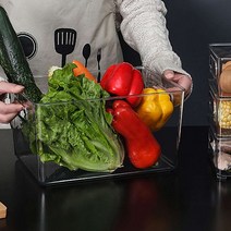 조립식앵글제작 냉장고홈바 속깊은수납장 정수기선반 냉동고 특수 보관 바구니 주방 냉장고 캐비닛 상자 서랍 마무리 신, [04] 4504. 투명 냉장고 박스-스퀘어 미디엄