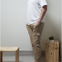 카고 조거 밴딩 무지 팬츠 3컬러(테이퍼드핏 카키 블랙 베이지 남자 여자 린넨 사계절)