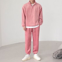 [SET]벨리 코듀로이 기모 반집업 와이드 조거 세트 트레이닝 셋업(4color)