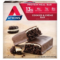 Atkins 단백질 식사 바 쿠키 & 크림 케토 친화적 5개입, Cookies And Cream, 5 Count (Pack of 1)