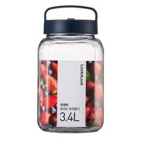 락앤락 숨쉬는 유리용기 네이비 [+가쯔 용기 세트] 발효 숙성 용기 통 유리병 캐니스터 담금주/과일청/매실청/피클/장아찌, 3개, 3.4L