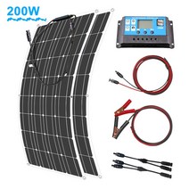 태양광판넬 주택태양광 태양광모듈 400W 방수 유연한 태양 전지 패널 배터리 충전기 캐러밴 RV 홈 12V 캠핑, 06 200W Solar System