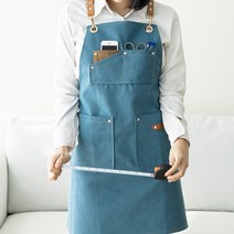 할메이드 바리스타 데님 카페 공장 공방 화방 방수 앞치마, 블루