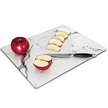 VASUHOME 유리 대리석 도마 다양한 색상 강화 주방 디자인 과일 야채 플레이팅, 10 White