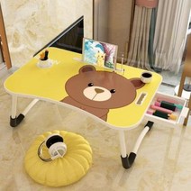 MORE베드 테이블 침대컴퓨터잠실학생숙소침실접이책상캐릭터귀여운책상소녀심, 20 블랙베어 [캐리어+컵홀더]