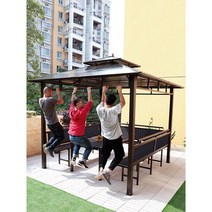 파고라 옥상 펜션 전원주택 테라스 캐노피 정원, 【특대형】3면 시트+테이블+2인용 행거