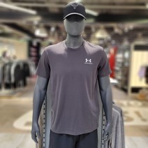 [언더아머] NC강남점 편안한 루즈핏 기능성 면 혼방 자수 로고 남성 UA 로고 엠브로이더드 헤비웨이트 반팔 티셔츠 그레이 1373997-[010]