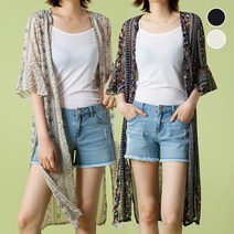 [체이스컬트]FLOWER 나염 쉬폰 로브 CARDIGAN 2Color
