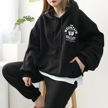[퀸비샵] 마운틴 후드 스웨트 셋업 //조거 면 간절기맨투맨 츄리닝세트 트레이닝복 빅사이즈 오버사이즈 오버핏 루즈핏