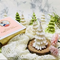 제이쥬 크리스마스초 트리캔들 /소이캔들 오브제 인테리어소품 필라캔들 향초 아로마캔들 성탄절선물 연말선물 소이캔들 홈카페 캔들선물 방향제, 금펄화이트, 화이트쇼핑백, 가든파티