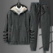 2058 남성용 겨울 면 스판 후드집업 밴딩 조거 팬츠 트레이닝 세트 빅사이즈