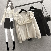 봄 통통 mm 날씬해 보이는 공주풍 긴팔 레이스 상의 블라우스