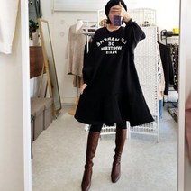 빵아샵 매쉬 퍼프 프릴 기모원피스(3컬러)