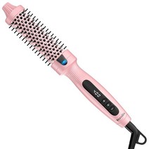 Terviiix Hot Brush 3.8cm(1.5인치) 세라믹 토르말린 이온 컬링 아이언 볼류마이징 가열 브러시 뿌리 볼륨 및 느슨한 컬 만들기 디지털 디스플레이 9가지 온도, 1.25 Inch Light Pink