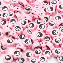 20/50/100pcs 블랙 화이트 태극권 폴리머 클레이 비즈 라운드 플랫 음과 스페이서 액세서리 DIY 공예, [03] 100pcs, [06] 6