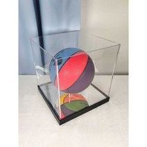 농구공 투명 케이스 바닥거울 아크릴 전시용 선물용, 배구 상자 26x26x28CM