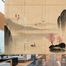 [맞춤제작 주문전 견적문의]인테리어 대나무발 대나무 커튼셔터 커튼 차단 베란다 거실 중식 차광 차양 산수화