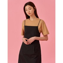 [그린 빈폴][women] 베이지 오버핏 자전거 자수 반소매 티셔츠 (BF2142N01A)