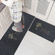 1+1 롱and숏 주방매트세트 싱크대매트 주방발판 01.나무 블랙