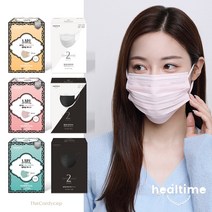 힐타임 투와이어 마스크 100매 컬러 숨쉬기편한 KFAD 덴탈, 화이트, 핑크