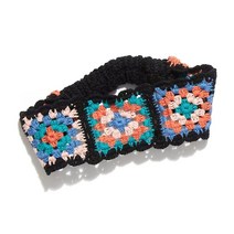 여자 다채로운 크로 셰 뜨개질 두건 니트 머리 kerchief 귀여운 패턴 터번 넥타이 머리 랩을위한 목회