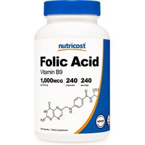 뉴트리코스트 엽산 비타민 B9 1000mcg 캡슐 글루텐 프리, 240개입, 1개, 240정