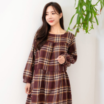 코지 여자 가을 코디 스퀘어넥 여친룩 체크 패턴 미니원피스