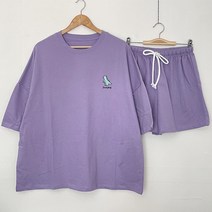 여성 반팔 다이노 루즈핏 티셔츠 밴딩 반바지 트레이닝세트