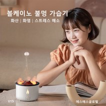 볼케이노 불멍 가습기 V19 대용량 미니가습기 화산 가습기, 화이트 + 전용Adaptor