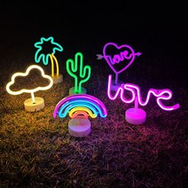 LED 네온사인 레터링 무드등 무선 아크릴 인테리어 캠핑 조명, 선인장