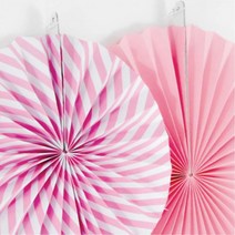 페이퍼팬 핑크패턴 6개입 플라워샤워 파티룸꾸미기 포토존장식 재롱잔치 휠