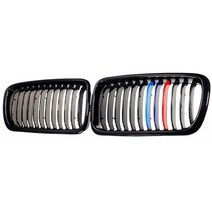 자동차 그릴BMW 7 시리즈 E38 1998-2001 싱글 슬랫 프론트 범퍼 키드니 그릴 공기 흡입 라디에이터, 02 Glossy Black M