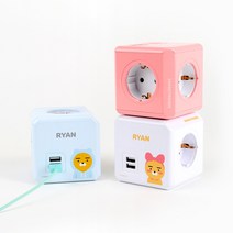 아이정 카카오프렌즈 파워큐브 USB 디자인 멀티탭 콘센트, 핑크 (어피치)