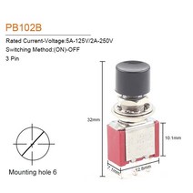 자동 절체기 전원 스위치 캠핑카 시스템 듀얼 카라반 1/5PCS 6mm 3/6Pin 2 위치 미니 순간 자동 복, 06 PB102B 3 Pin_01 1 PCS