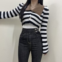 VANANA2 여성 숏 크롭 단가라 카라 가디건 4color