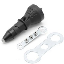 네일건 타정기 타카 리벳 너트 리벳 드릴 공급 삽입 전기 액세서리 드릴 어댑터 2.4mm-4.8mm 너트 도구 리벳 너트 건, 검은 색