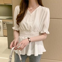 상견례코디 데이트룩 스모크 예쁜 슬림룩 셔링 여름 블라우스 화보코디 여자 로맨틱코디 화이트 학생코디 청마지 하객룩 20대 밴딩 데일리룩 주름