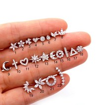 쉽고백팩 강아지 가방 아기띠 슬링백 켄넬 패션 316 스테인레스 스틸 미니 지르콘 연골 피어싱 스터드 귀걸, 02 Silver_17 17