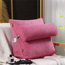 발란스코드 면 마 삼각 자동차 쿠션 허리 베개 소파 큰 사무실 입체 침대 머리, 라지 60 x 50 x 20 동그란 베개 포함, 해당홍