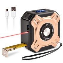 디지털줄자 스마트줄자 스마트거리측정기 레이저거리측정기 4080m 레이저 테이프 측정 거리 측정기 스테인레스 디지털 개폐식 롤 코드 거리 측정기 목공 레이저 측정 도구, 블랙 골드, 80m, 없음