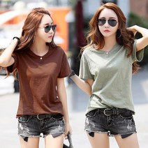밍키비 MinKy Bee 여성 반팔티 여름 티셔츠 기본티 면 라운드티 셔츠Z20