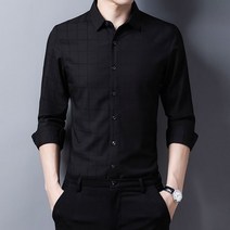 린넨 셔츠 남성 체크무늬 빅사이즈 출퇴근 남자 실크 정장 봄가을 긴팔 와이셔츠 클래식