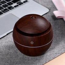 휴대용 미세먼지 공기청정기 라운드 커버 우드 그레인 USB 공기 가습기 다채로운 LED 램프 청정기 가정용, 01 Brown Num1