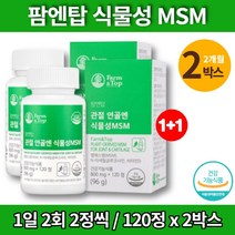 퓨어 식물성 msm 정 엠에스엠 관절케어 비타민D N아세틸글루코사민 구루코사민 조인트 서포트 퓨어 설퍼 손가락관절 허리에 좋은 영양제, 2박스