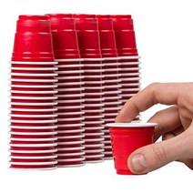 Disposable Shot Glasses - 100 Mini Cups Red Solo Party - Plastic Shot Cups - Jello Shots - Jager Bom, 1