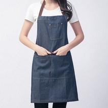 심플 데님 목걸이형 앞치마 공방 화실 작업용 주방 식당 강사, 데님 목걸이형 앞치마(네이비)