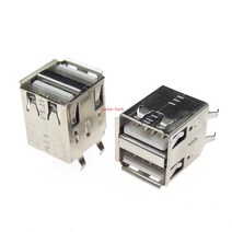 10Pcs 더블 USB 유형 A 여성 솔더 잭 커넥터 PCB 소켓 USB-A 180 도 4 핀